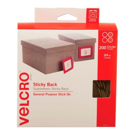Velcro Brand Reclosable Fastener, Disc, 3/4 in, Beige 90140